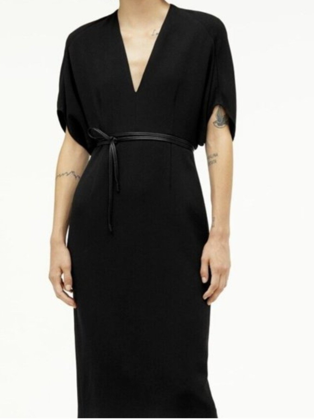 NWT Zara x Narciso Rodriguez Limited Edition V-Neck Midi Dress XS Black